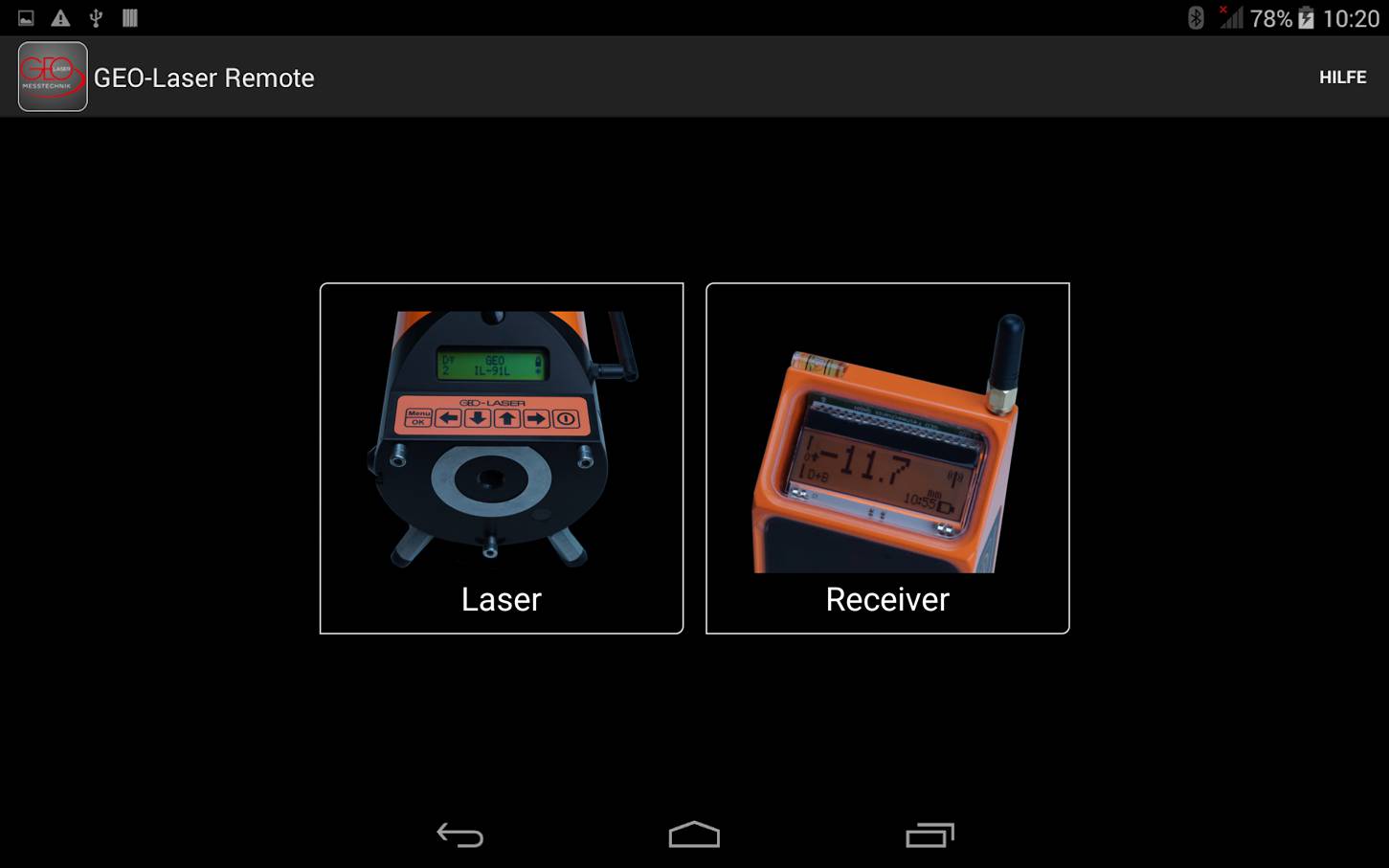 打開GEO-Laser Remote 選擇接收器圖示